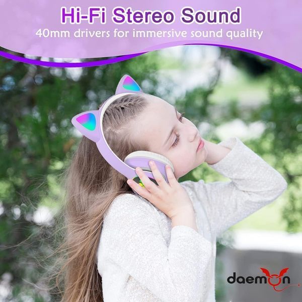 Бездротові навушники Daemon Kids з котячими вушками Bluetooth фото