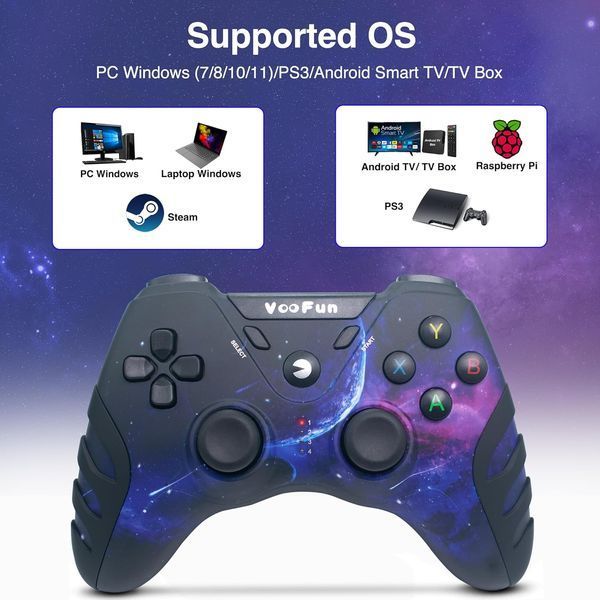 Контроллер VooFun для ПК / беспроводной игровой контроллер 2.4G с джойстиками с эффектом Холла (без дрейфа) фото