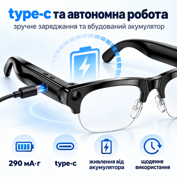 Розумні окуляри з AI-помічником та камерою 8 Мп