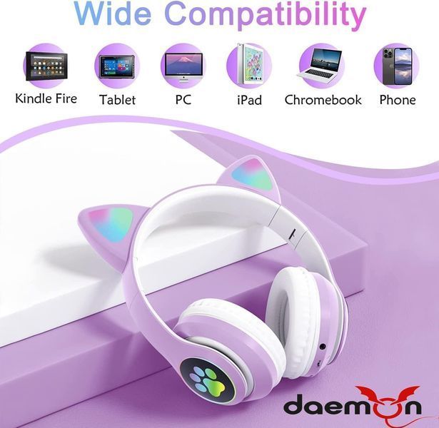 Бездротові навушники Daemon Kids з котячими вушками Bluetooth фото