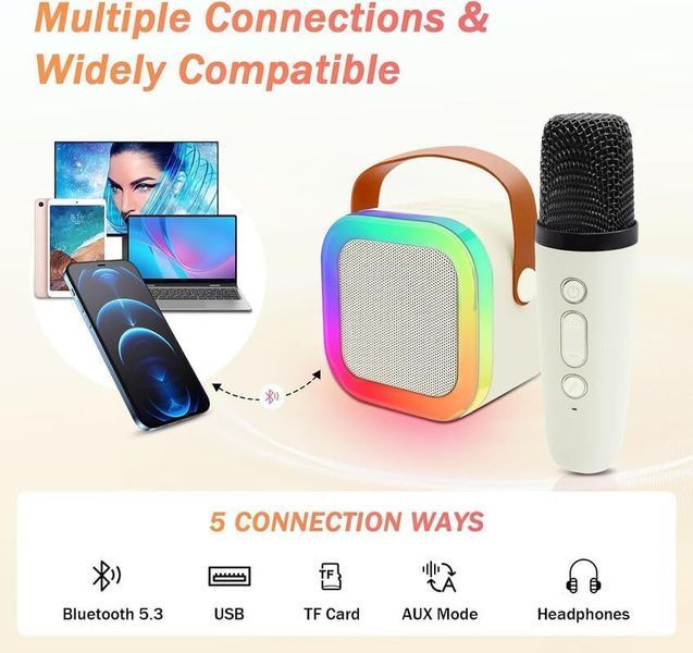 Портативна Bluetooth-колонка для караоке K12 з двома бездротовими мікрофонами фото