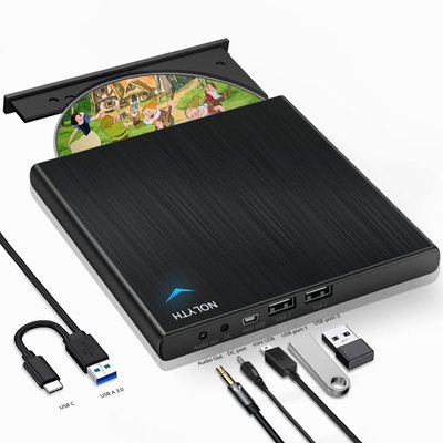 Зовнішній CD/DVD-привід NOLYTH USB 3.0 Type C Записувач компакт-дисків CD DVD +/-RW  фото