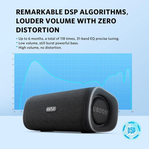 Bluetooth-колонка EarFun гучний стереозвук, насичений бас, водонепроникність і пилонепроникність фото