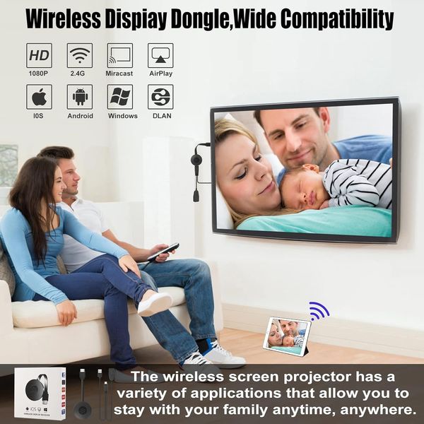 Медіаплеєр HDMI-адаптер QIDUHUQI (Miracast/DLNA/Airplay для Android/iOS/Windows/Mac/) Wi-Fi фото