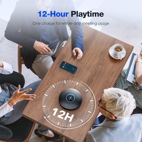 Портативний спікерфон EMEET M2 Max із 4 мікрофонами, Bluetooth та USB для конференцій