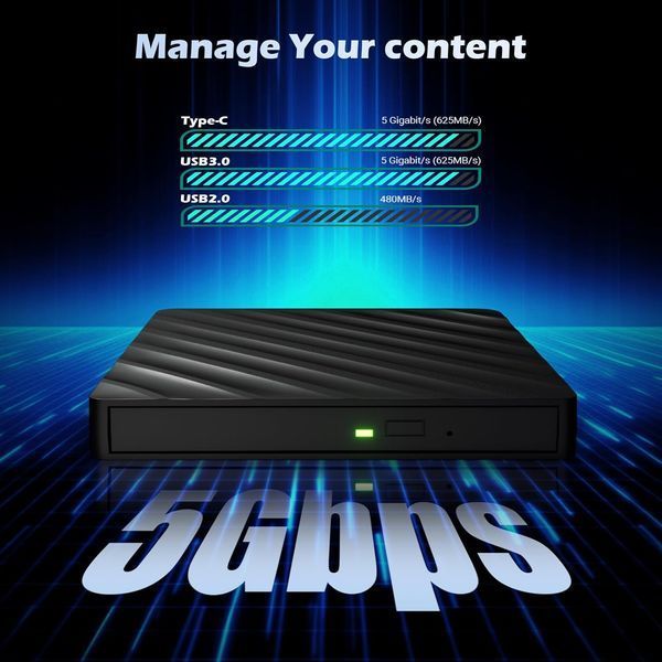 Зовнішній Bluray оптичний привід 5 в 1 USB 3.0 Wbacon