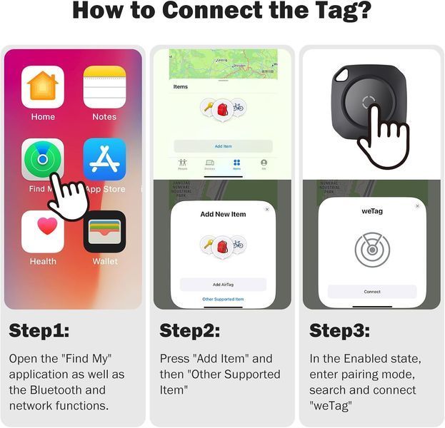 Умные Bluetooth-трекеры weTag для iPhone и Apple Find My(6 шт)