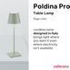 Беспроводная настольная лампа Zafferano Poldina Pro Lamp с сенсорным управлением фото 8