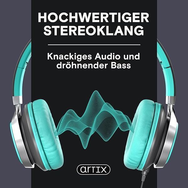 Складані дротові навушники ARTIX NRGSound CL750 з мікрофоном для дітей, підлітків і дорослих фото