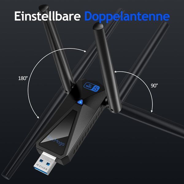 Мережевий USB адаптер Wi-Fi 1300 Мбіт/с з 2 антенами фото