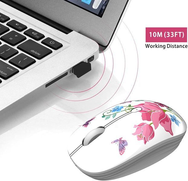 Беспроводная мышь Uiosmuph M101 для ноутбука с USB-приемником и адаптером USB C фото