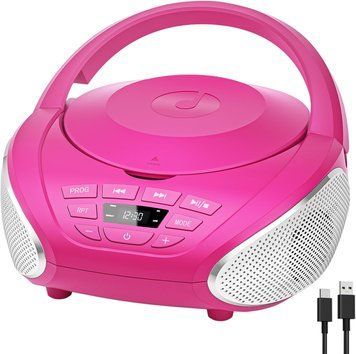 Портативний CD-плеєр Gueray Boombox із вбудованими динаміками, FM-радіо та AUX-входом фото