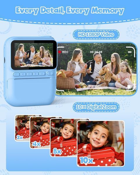 Дитячий фотоапарат з миттєвим друком та HD екраном