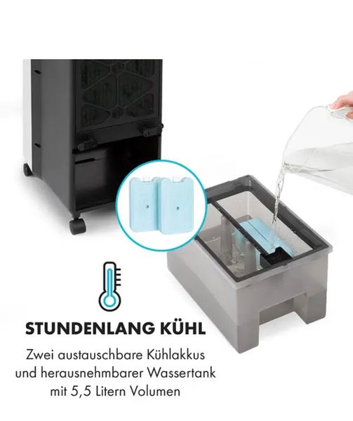 Klarstein Cooler Rush 3 в 1 вентилятор повітроохолоджувач  зволожувач 5.5L б/в (10035824)