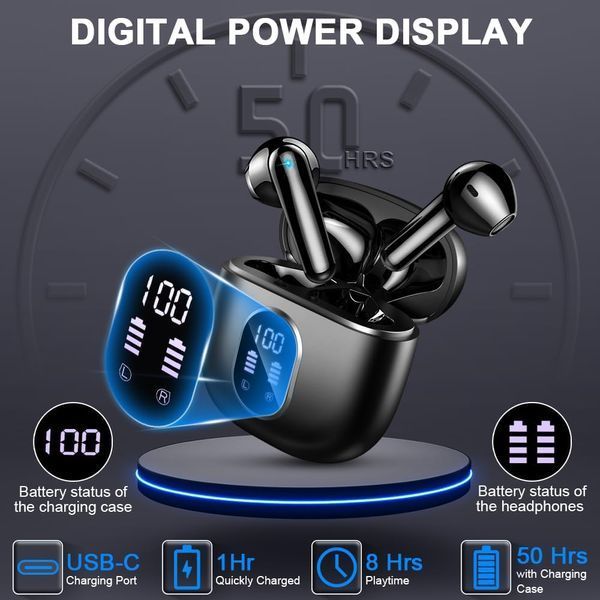 Беспроводные наушники Drsaec i52 Bluetooth 5.3, ENC, IP7 Черные фото