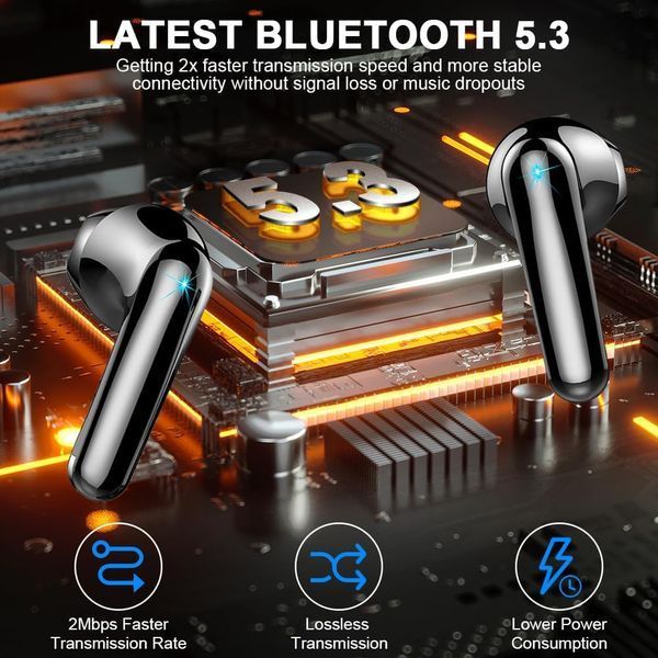 Беспроводные наушники Drsaec i52 Bluetooth 5.3, ENC, IP7 Черные фото