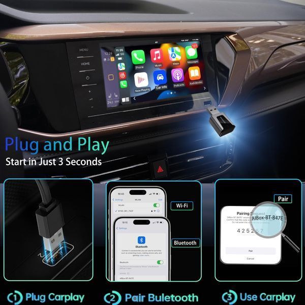 Міні бездротовий адаптер CarPlay 2в1