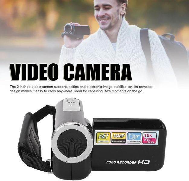 Відеокамера EBTOOLS 1080P 16MP HD з 16-кратним цифровим зумом