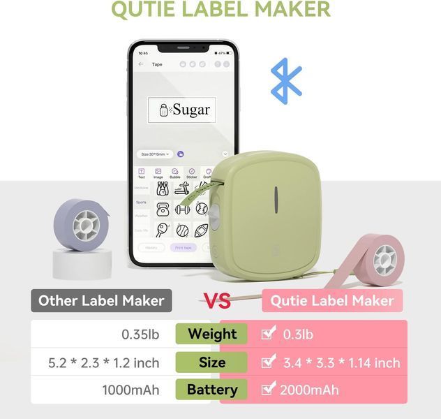 Портативний принтер етикеток PRT Qutie Mini Bluetooth Printer Self-Clear фото