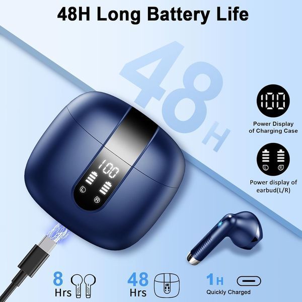 Беспроводные наушники Drsaec J55 Bluetooth 5.3, Синие фото