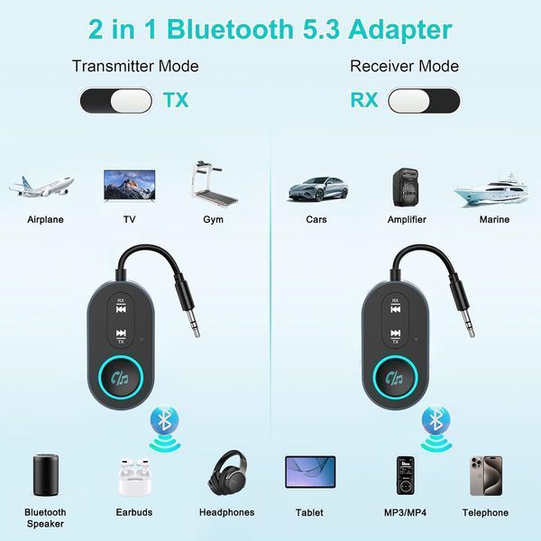 Беспроводной Bluetooth-адаптер 2 в 1, передатчик и приемник фото