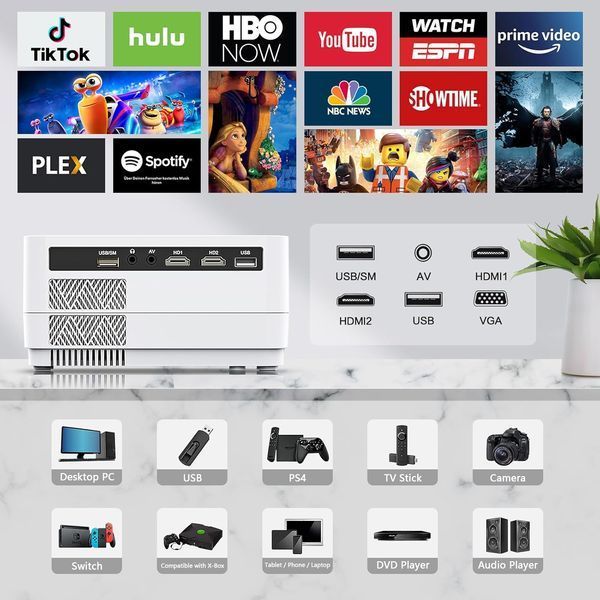 Домашній проектор 1080P Full HD з Bluetooth та Wi-Fi