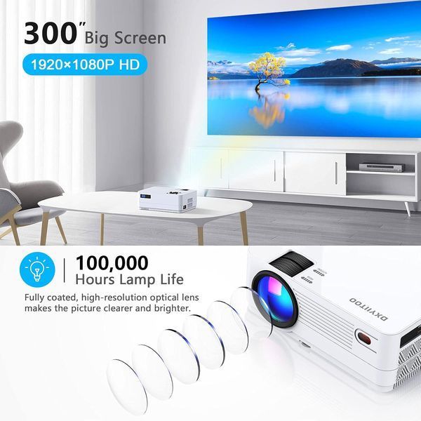 Домашній проектор 1080P Full HD з Bluetooth та Wi-Fi
