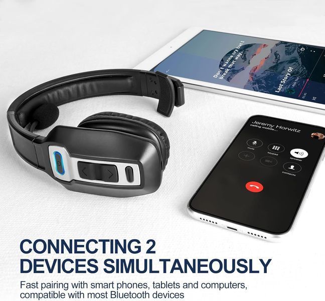 Беспроводная гарнитура Trucker Bluetooth V5.2 с микрофоном и шумопоглощением AI фото