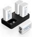 Акумуляторні батареї POWEROWL 9V 600mAh із зарядним пристроєм (4 шт)
