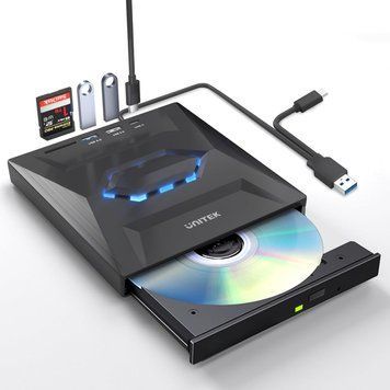 Зовнішній CD/DVD привід Unitek / портативний CD/DVD +/-RW привід/DVD-програвач із зчитувачем SD-карт фото