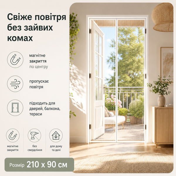 Магнітна москітна сітка на двері 110 x 210