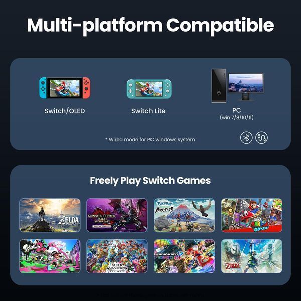 Бездротовий контролер VOYEE S08 сумісний з контролерами Switch Pro фото