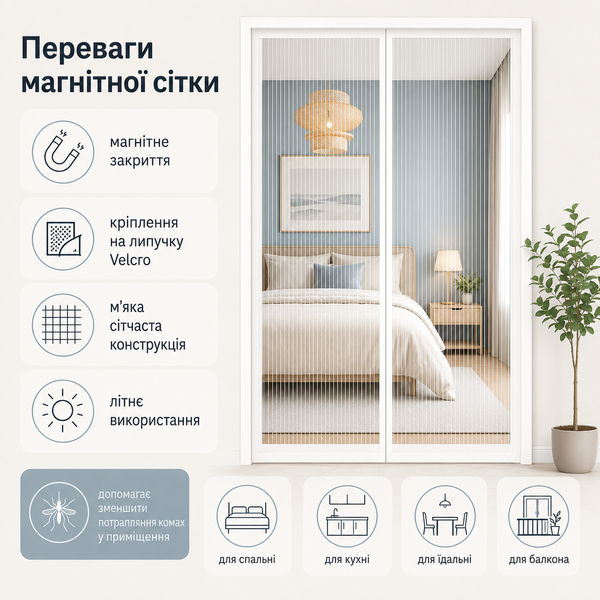 Магнітна москітна сітка на двері 110 x 210