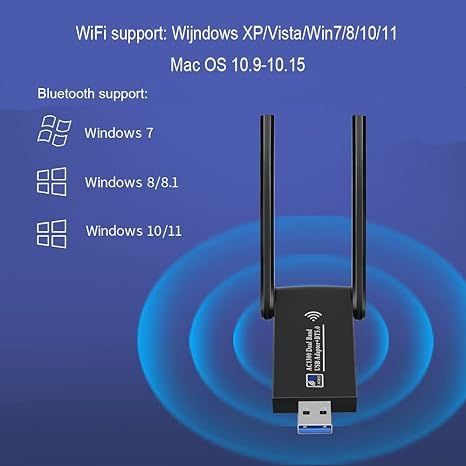 Двухдиапазонный Wi-Fi адаптер U&P 6B17 AC1300 2.4/5GHz USB 3.0 Bluetooth 5.0 фото