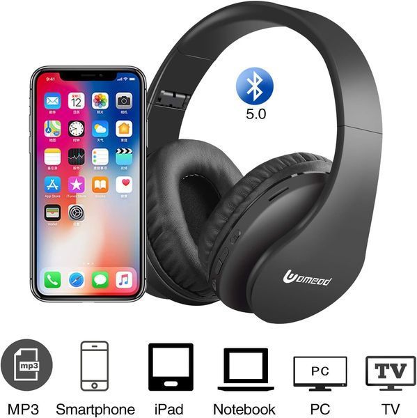 Бездротові накладні Bluetooth навушники Uomeod з мікрофоном фото