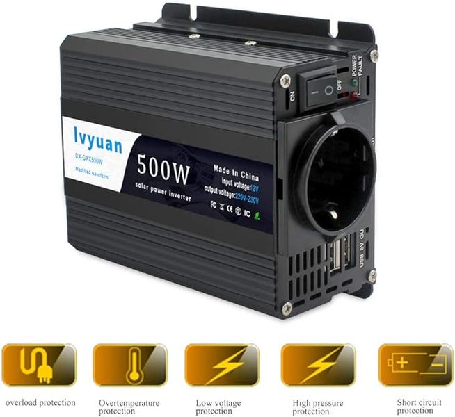 Инвертор 12V-220 LVYUAN 500W MOD, преобразователь напряжения 12V-220V Модифицированная синусоида фото