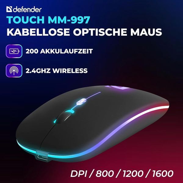 Беспроводная оптическая мышь Defender Touch MM-997 с подсветкой фото