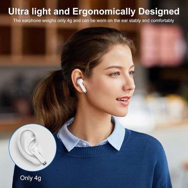 Беспроводные Bluetooth-наушники POMUIC W23 с шумопоглощением, IPX7, Белые фото