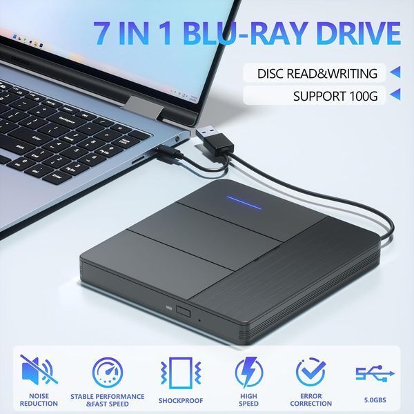 Внешний Blu-ray привод 7 в 1 для чтения/записи CD-плеера