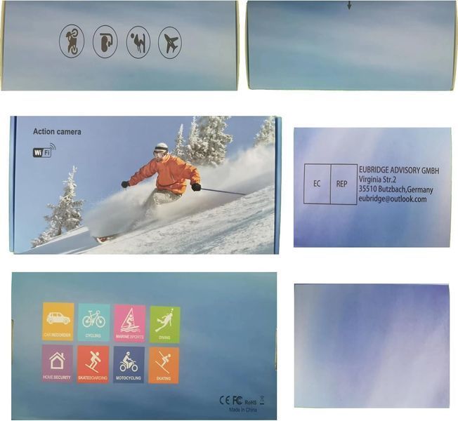 Экшн-камера Ultra HD 1080P WiFi подводная водонепроницаемая камера 30M/98FT с 2 батареями и набором аксессуаров