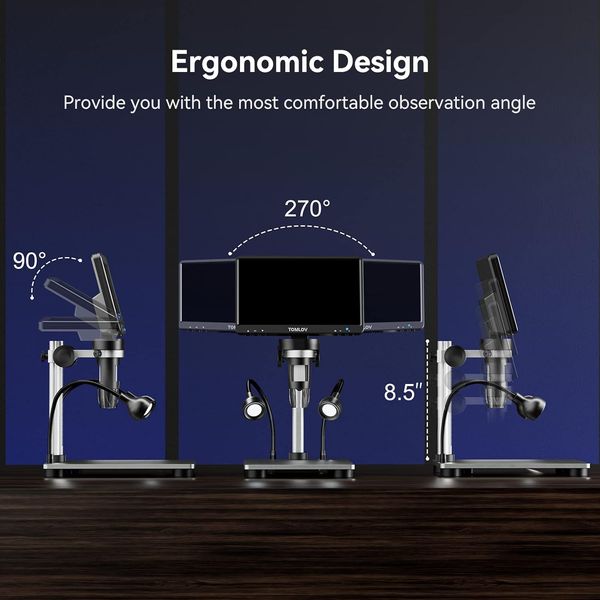 TOMLOV DM9, 7-дюймовый цифровой ЖК-микроскоп 1200X, 1080P