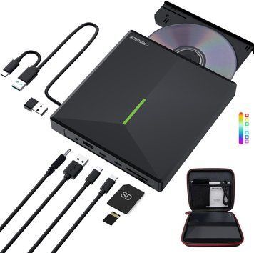 Внешний CD/DVD-привод с 4 портами USB и 2 слотами для карт TF/SD ORIGBELIE