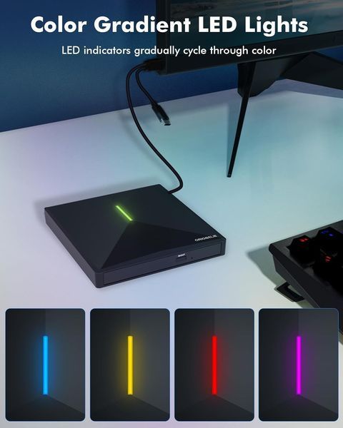 Зовнішній CD/DVD-привід з 4 портами USB та 2 слотами для карт TF/SD ORIGBELIE