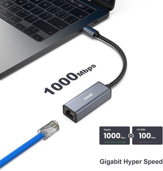 Сетевой адаптер BENFEI USB-C-Ethernet