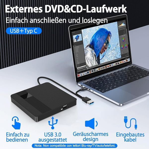 Внешний CD/DVD-проигрыватель BNEHHOV для ноутбука