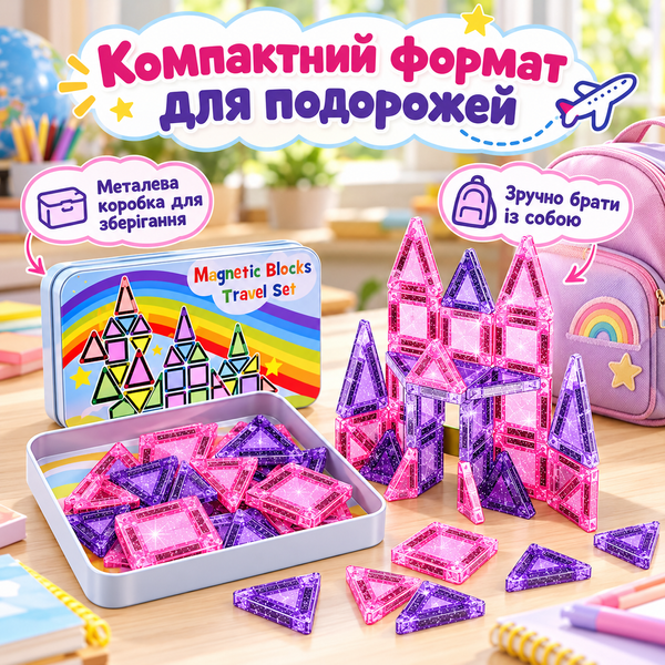 Міні магнітний конструктор для дітей від 3 років (72 деталі)