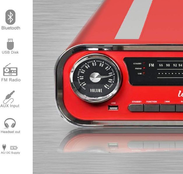 Bluetooth вініловий програвач Retro Music System фото