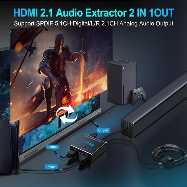 Адаптер HDMI2.1 перетворювач екстрактор конвертер аудіо звуку ROFAVEZCO фото