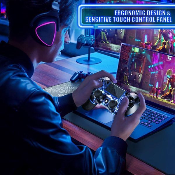 Бездротовий контролер AceGamer для PS4 / джойстик геймпад Custom Design V2 для PS4 з нековзним покриттям фото