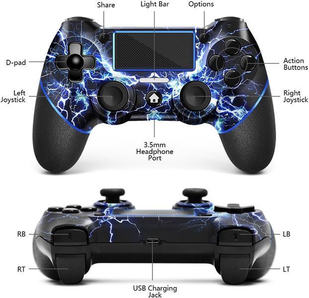 Бездротовий контролер AceGamer для PS4 / джойстик геймпад Custom Design V2 для PS4 з нековзним покриттям фото